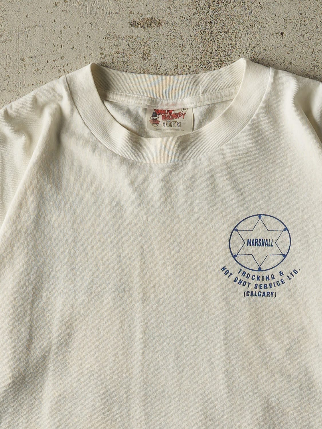 Vintage 90s White Marshall Trucking Single Stitch Beer Tee (L/XL)