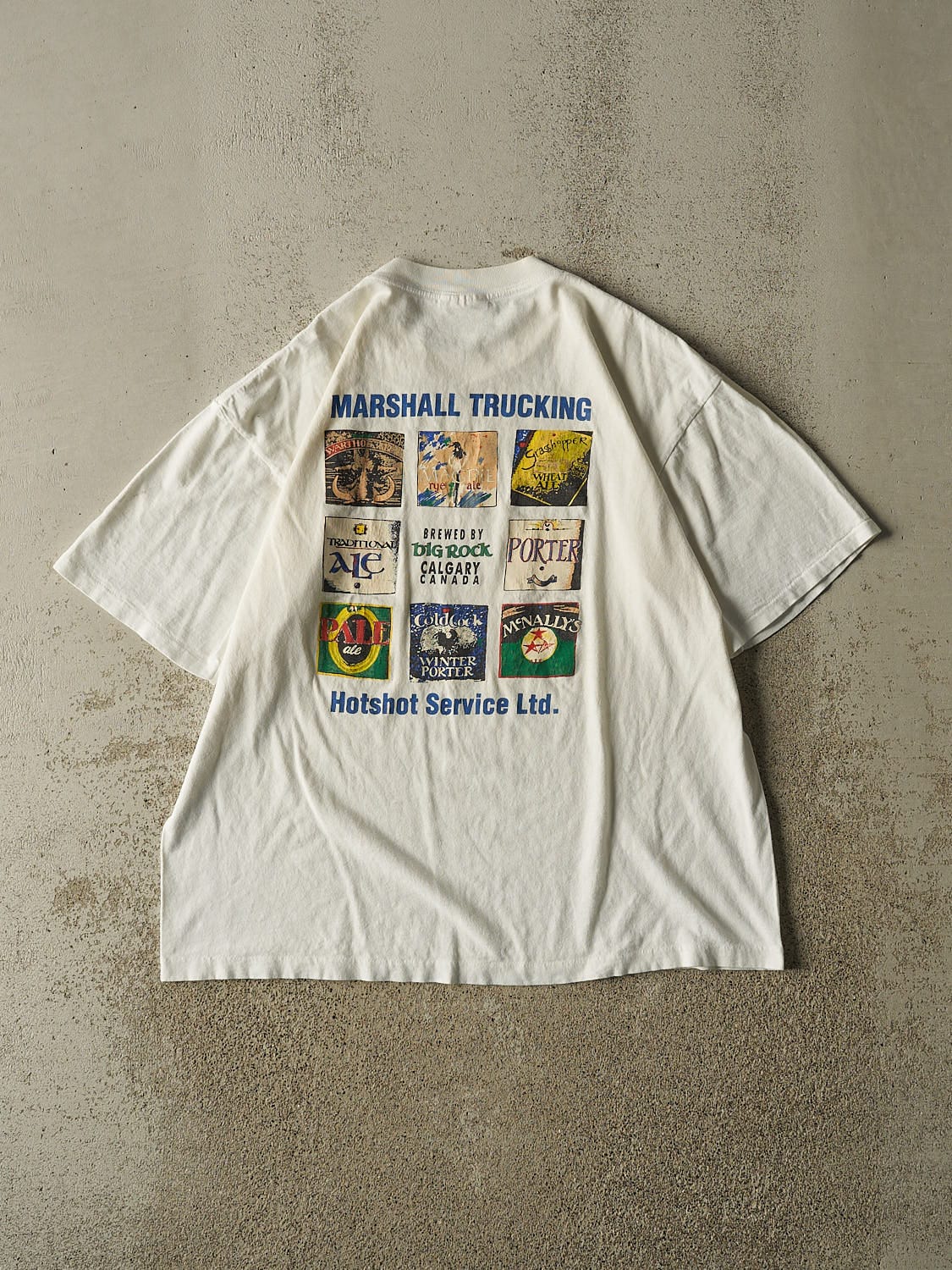 Vintage 90s White Marshall Trucking Single Stitch Beer Tee (L/XL)