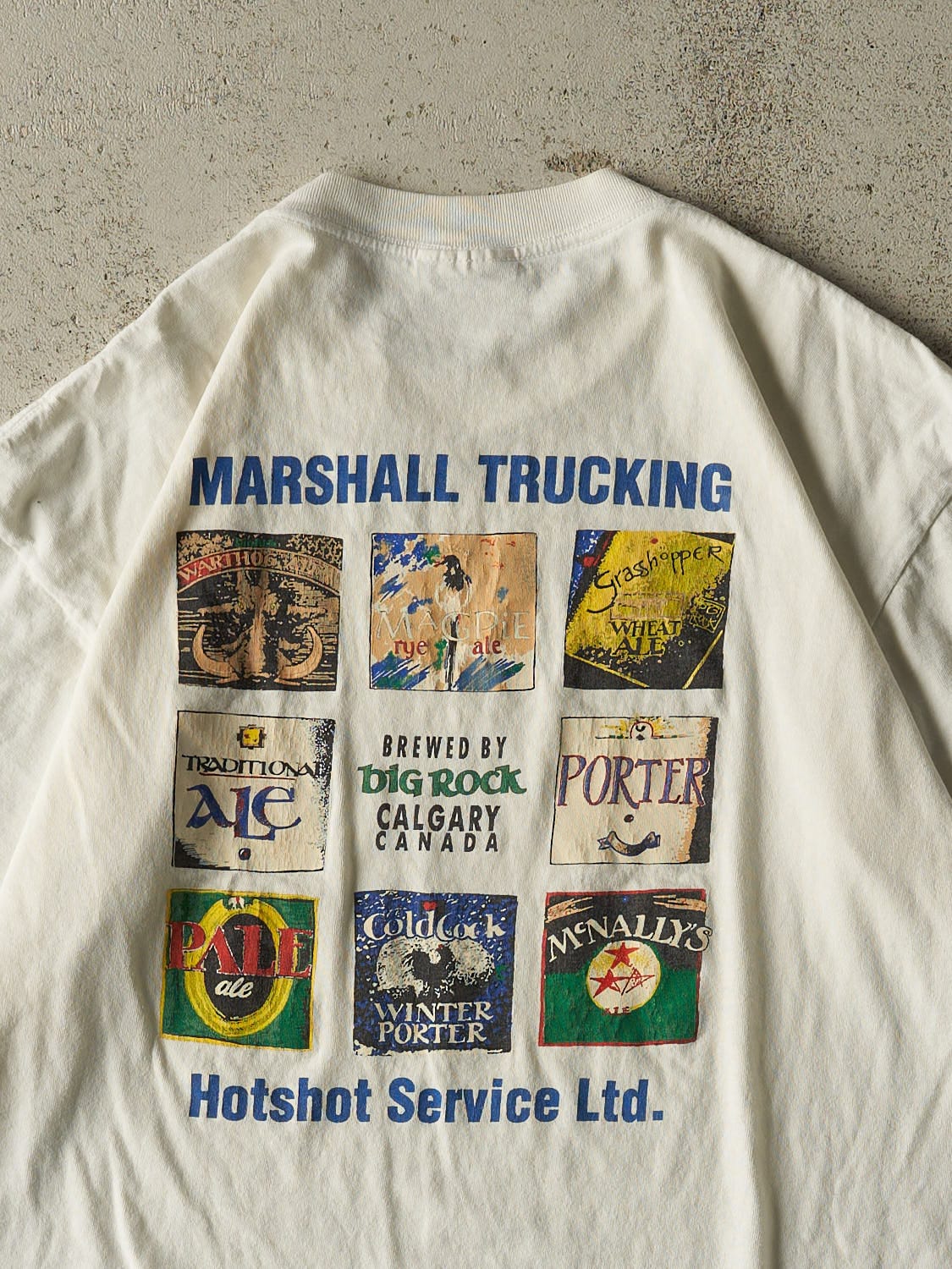Vintage 90s White Marshall Trucking Single Stitch Beer Tee (L/XL)