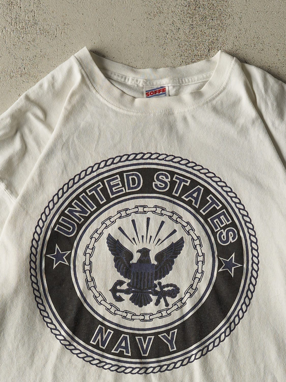 Vintage 90s White United States Navy Tee (L/XL)