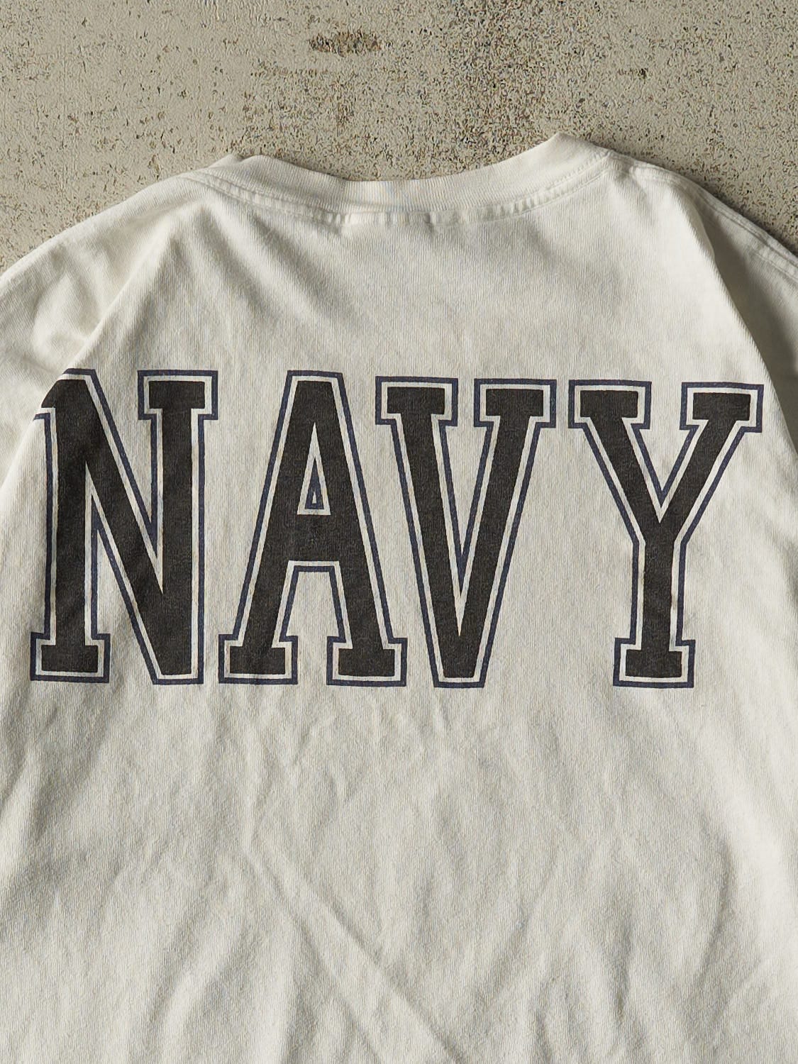 Vintage 90s White United States Navy Tee (L/XL)