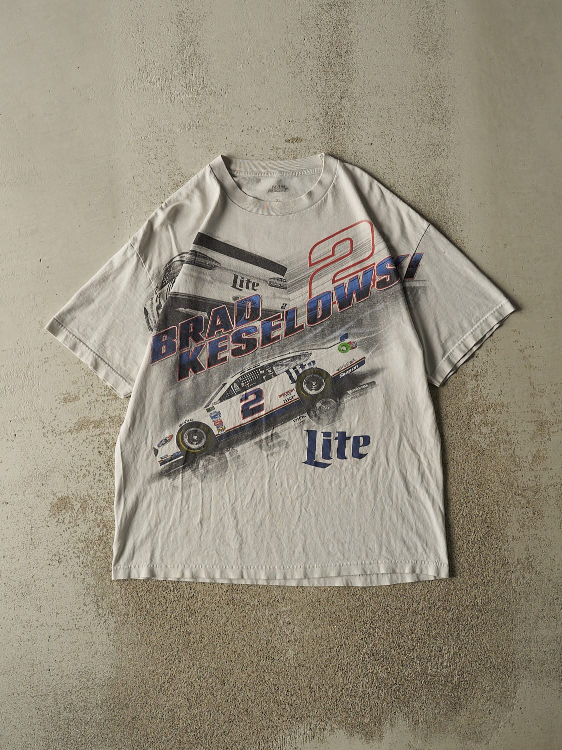 Vintage Y2K Grey Nascar Brad Keselowski AOP Racing Tee (XL)