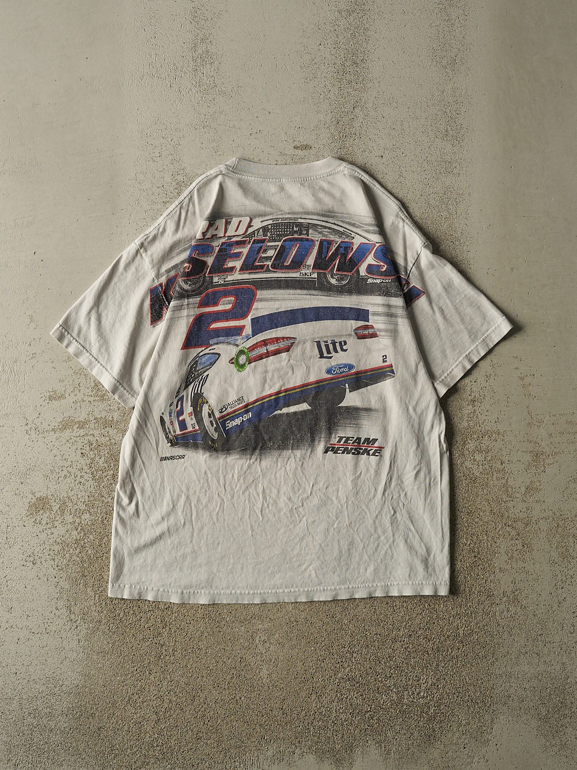 Vintage Y2K Grey Nascar Brad Keselowski AOP Racing Tee (XL)