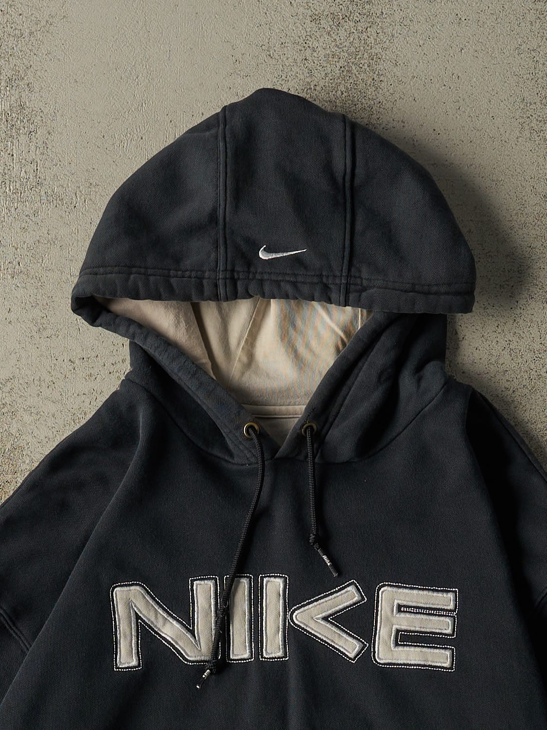 Vintage Y2K Faded Black Nike Embroidered Hoodie (L)