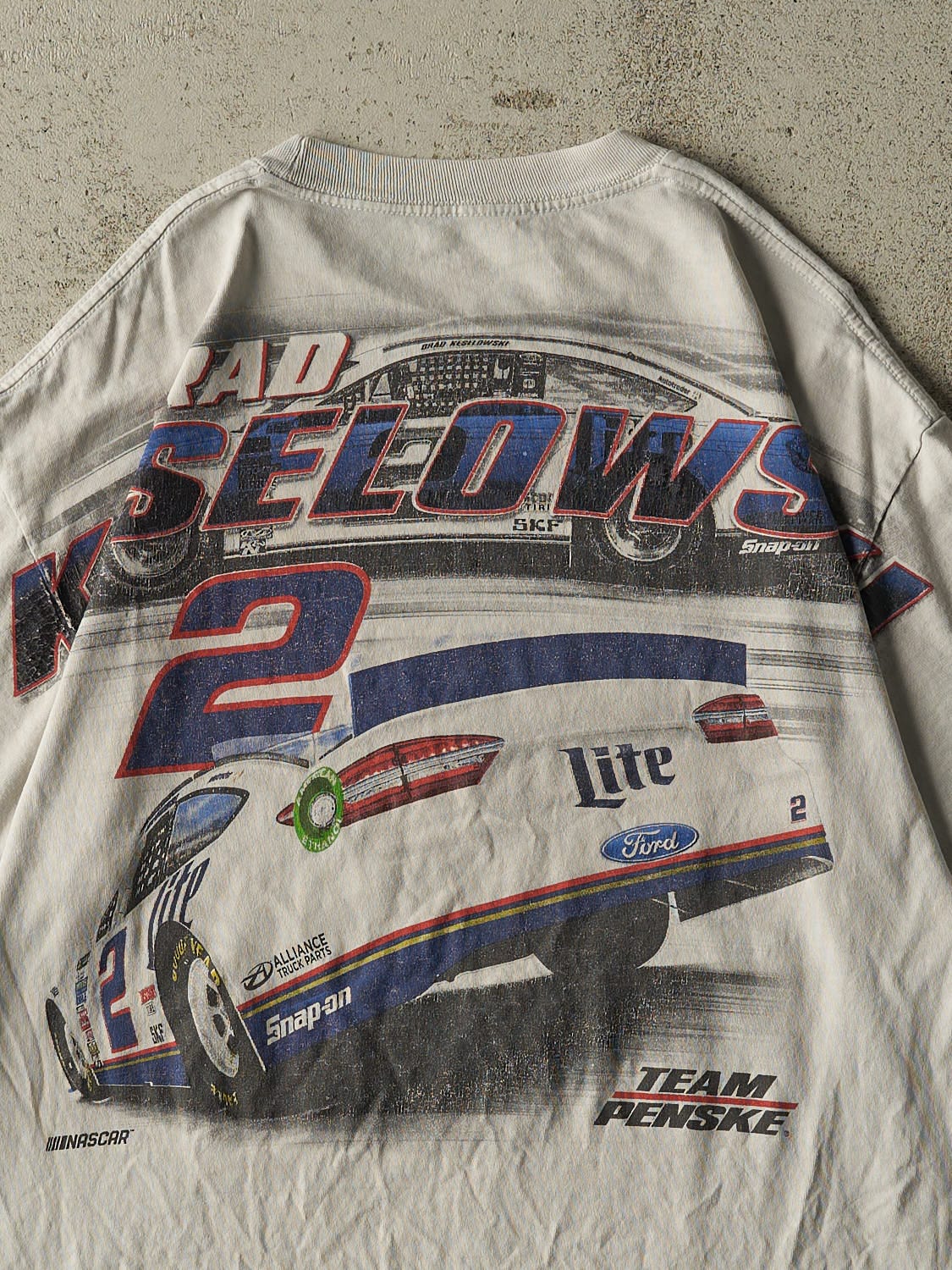 Vintage Y2K Grey Nascar Brad Keselowski AOP Racing Tee (XL)