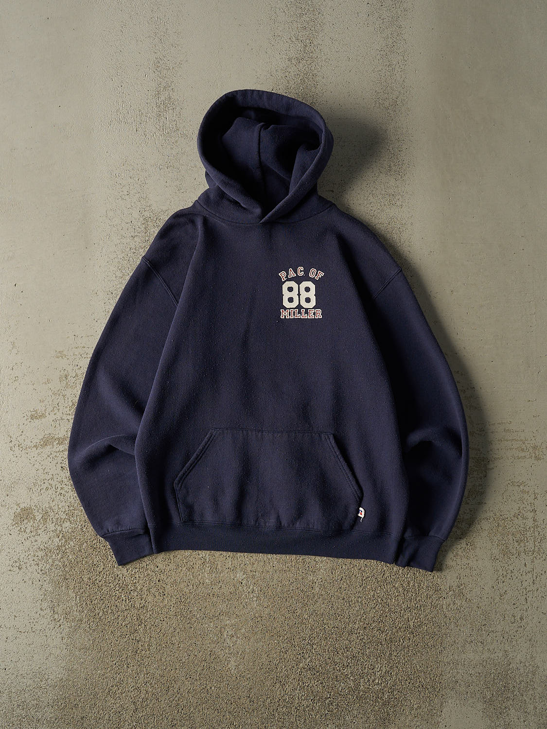 Vintage 80s Navy Blue Russell Athletic Pac of Miller Hoodie (M)