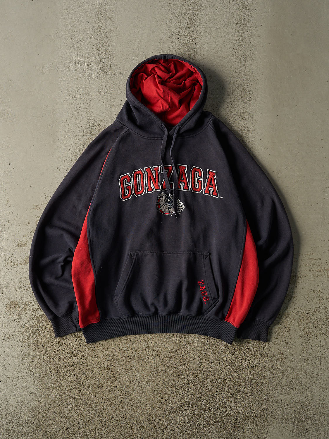 Vintage Y2K Faded Black Gonzaga University Embroidered Hoodie (L/XL)
