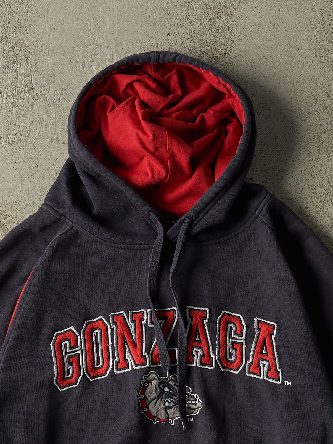 Vintage Y2K Faded Black Gonzaga University Embroidered Hoodie (L/XL)