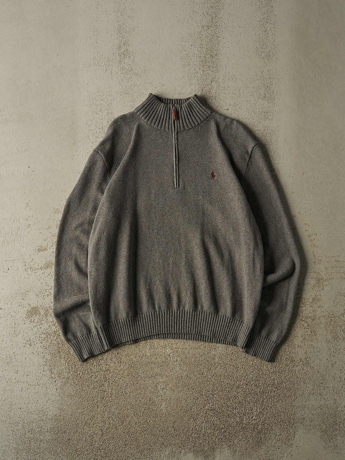 Vintage 90s Grey Polo Quarter Zip Knit (L/XL)