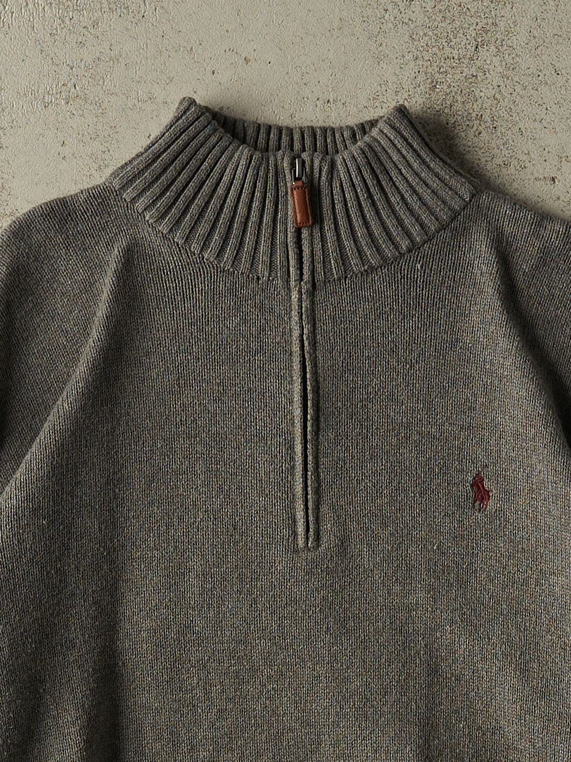 Vintage 90s Grey Polo Quarter Zip Knit (L/XL)