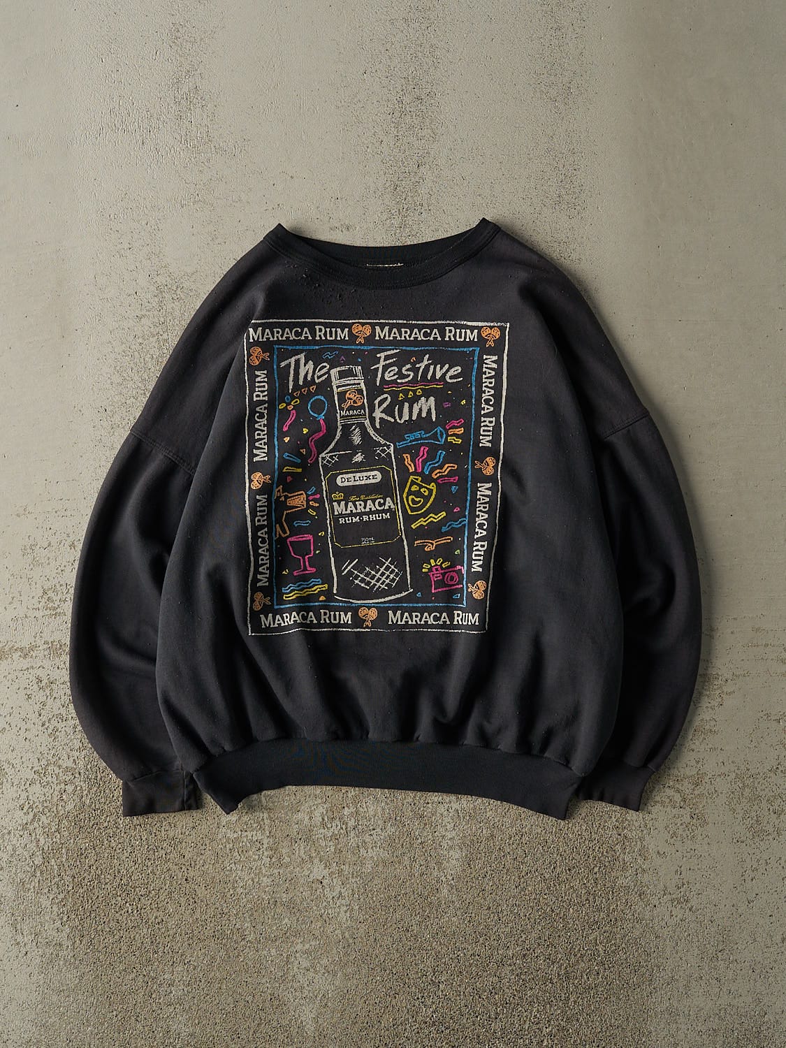 Vintage 80s Faded Black Maraca Rum Crewneck (L)