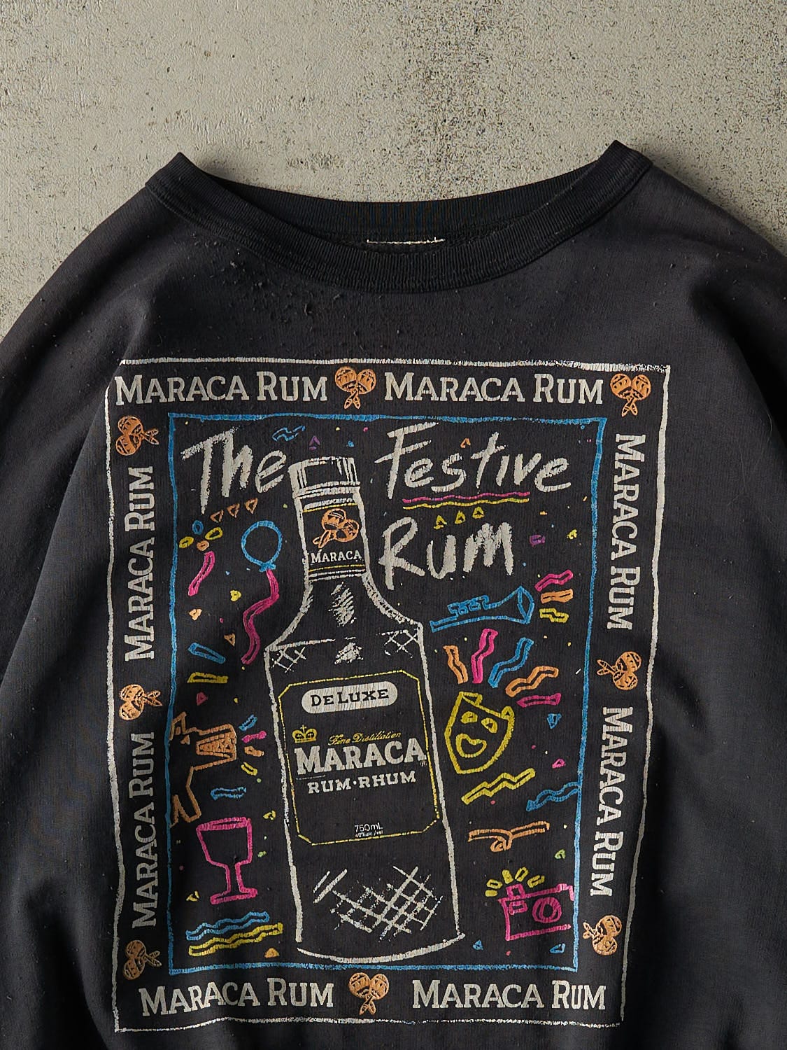 Vintage 80s Faded Black Maraca Rum Crewneck (L)