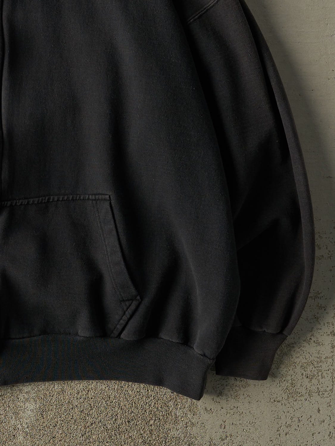 Vintage Y2K Faded Black Zip Up Blank Hoodie (XL/XXL)