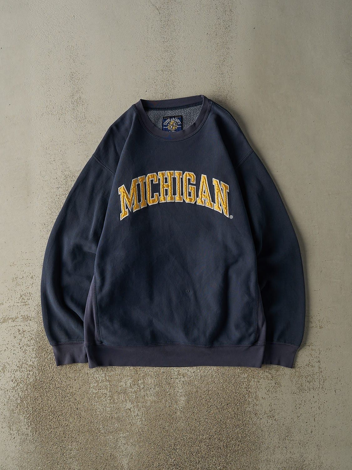 Vintage Y2K Navy Blue University Of Michigan Embroidered Crewneck (XL)