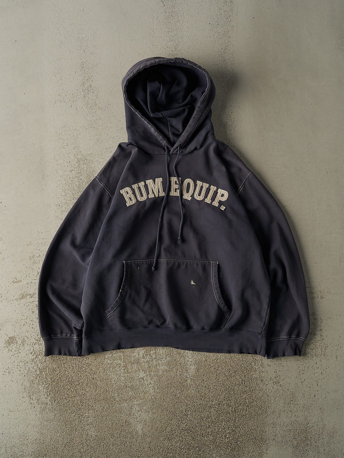 Vintage Y2K Navy Blue Bum Equipment Embroidered Hoodie (L)