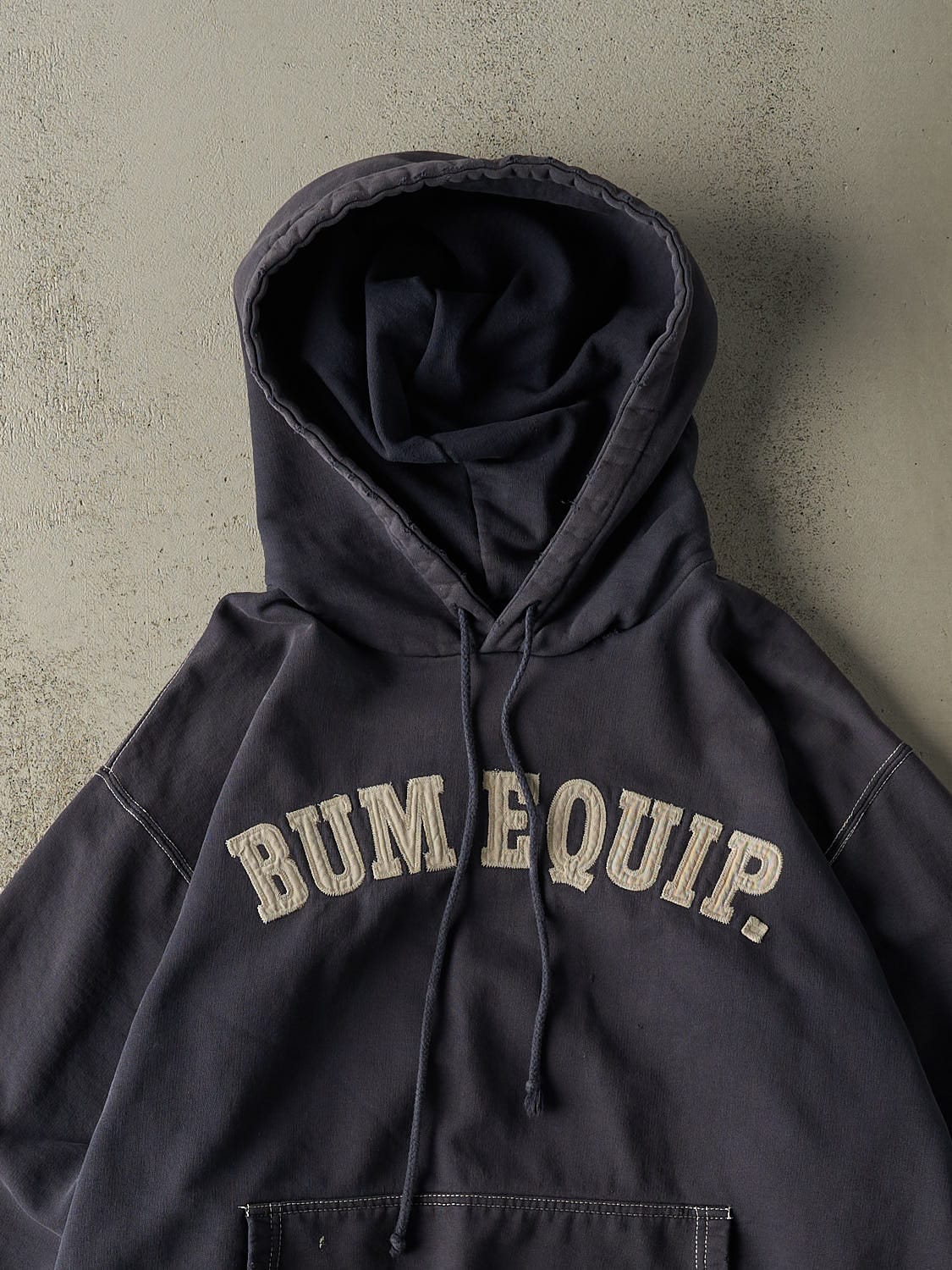 Vintage Y2K Navy Blue Bum Equipment Embroidered Hoodie (L)