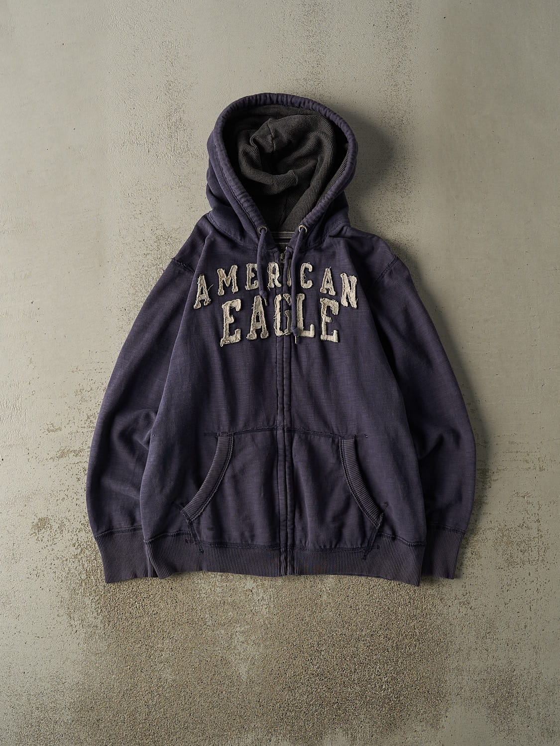 Vintage Y2K Navy Blue American Eagle Zip Up Hoodie (L)