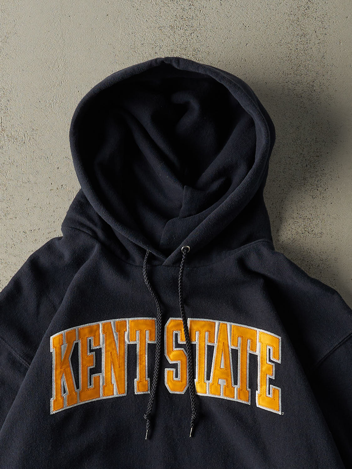 Vintage 90s Navy Blue Kent State Embroidered Champion Hoodie (L)