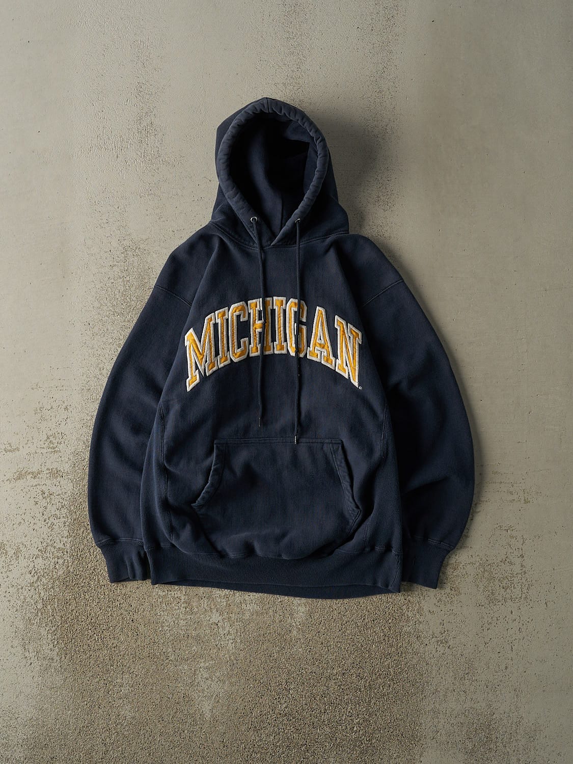 Vintage Y2K Navy Blue University Of Michigan Embroidered Hoodie (S/M)