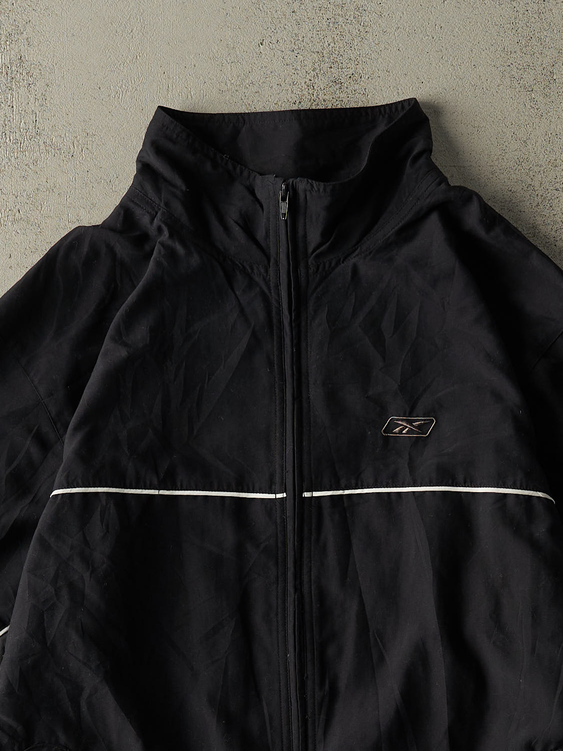 Vintage Y2K Black & Grey Reebok Embroidered Windbreaker (XL)