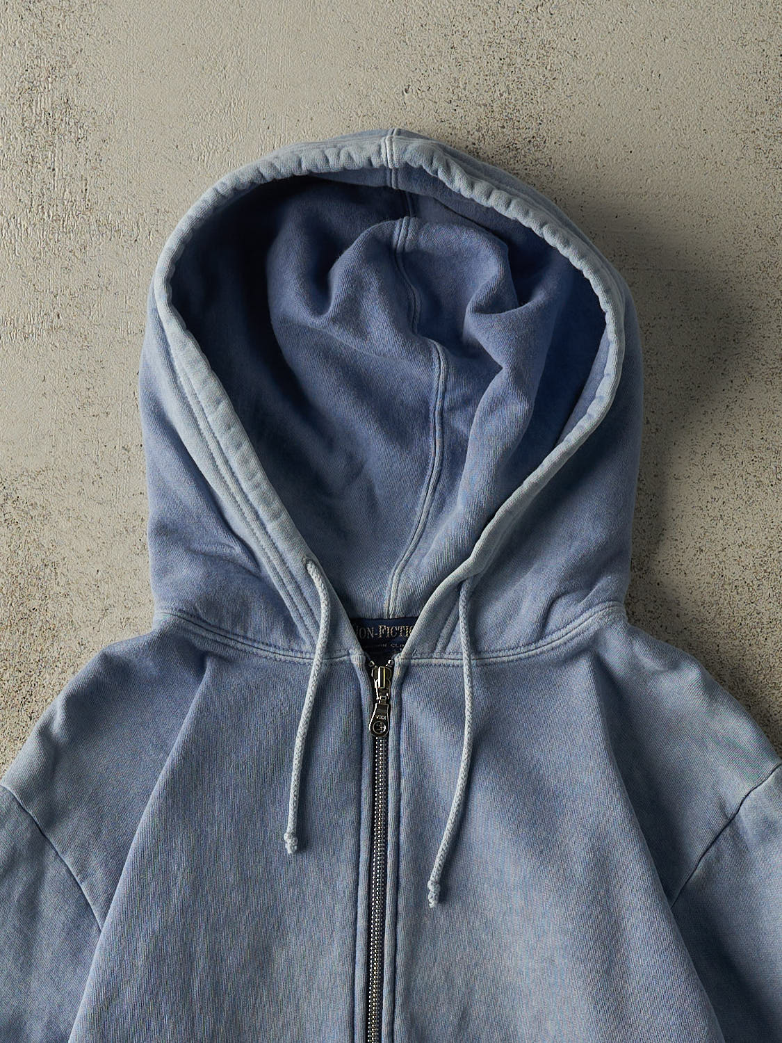 Vintage 90s Washed Blue Blank Zip Up Hoodie (XS)