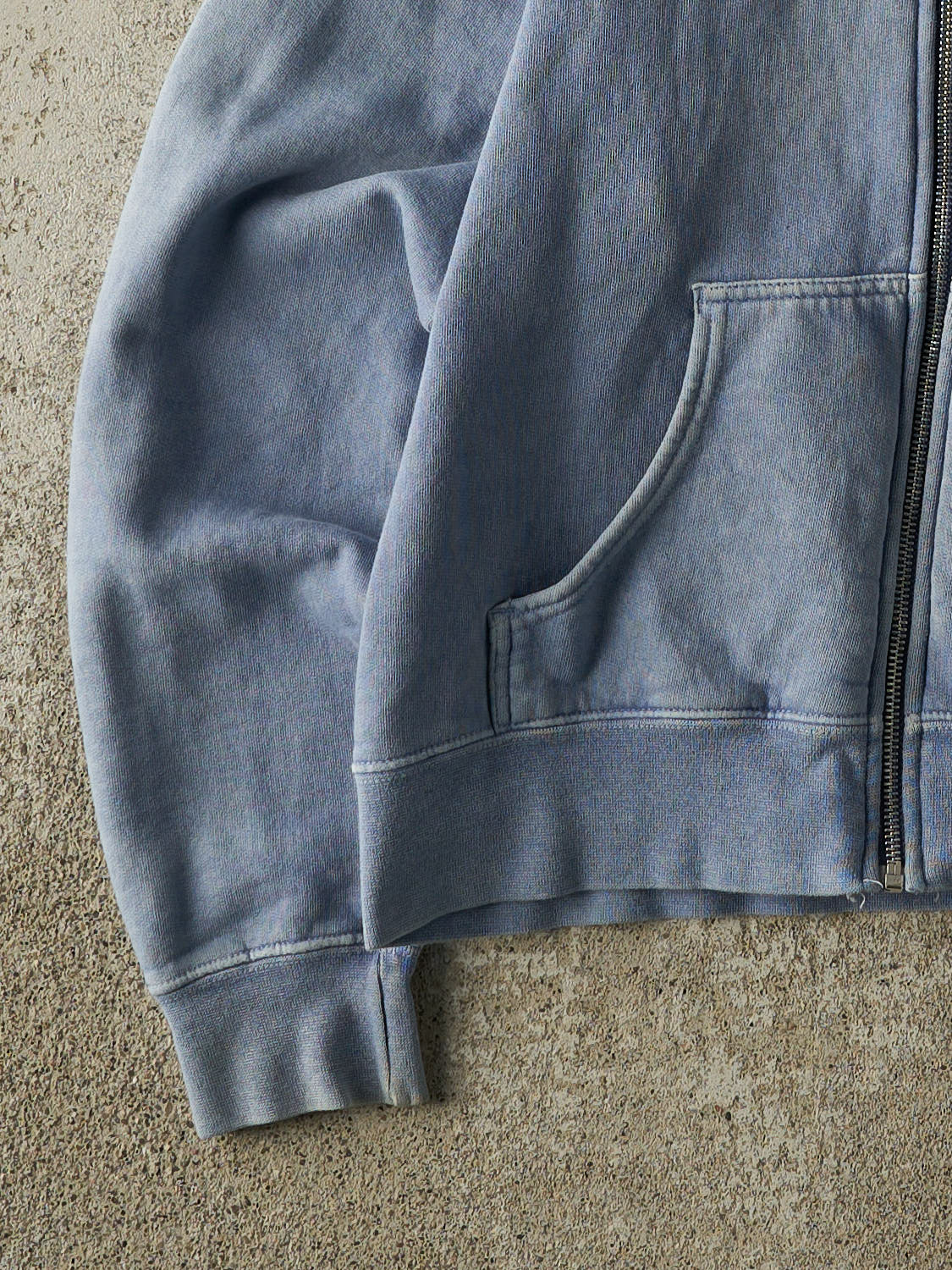 Vintage 90s Washed Blue Blank Zip Up Hoodie (XS)