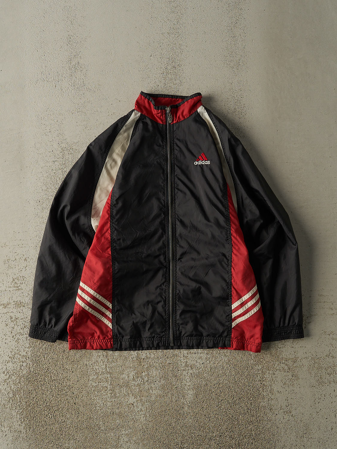 Vintage 90s Black, Red & White Adidas Embroidered Windbreaker (S)