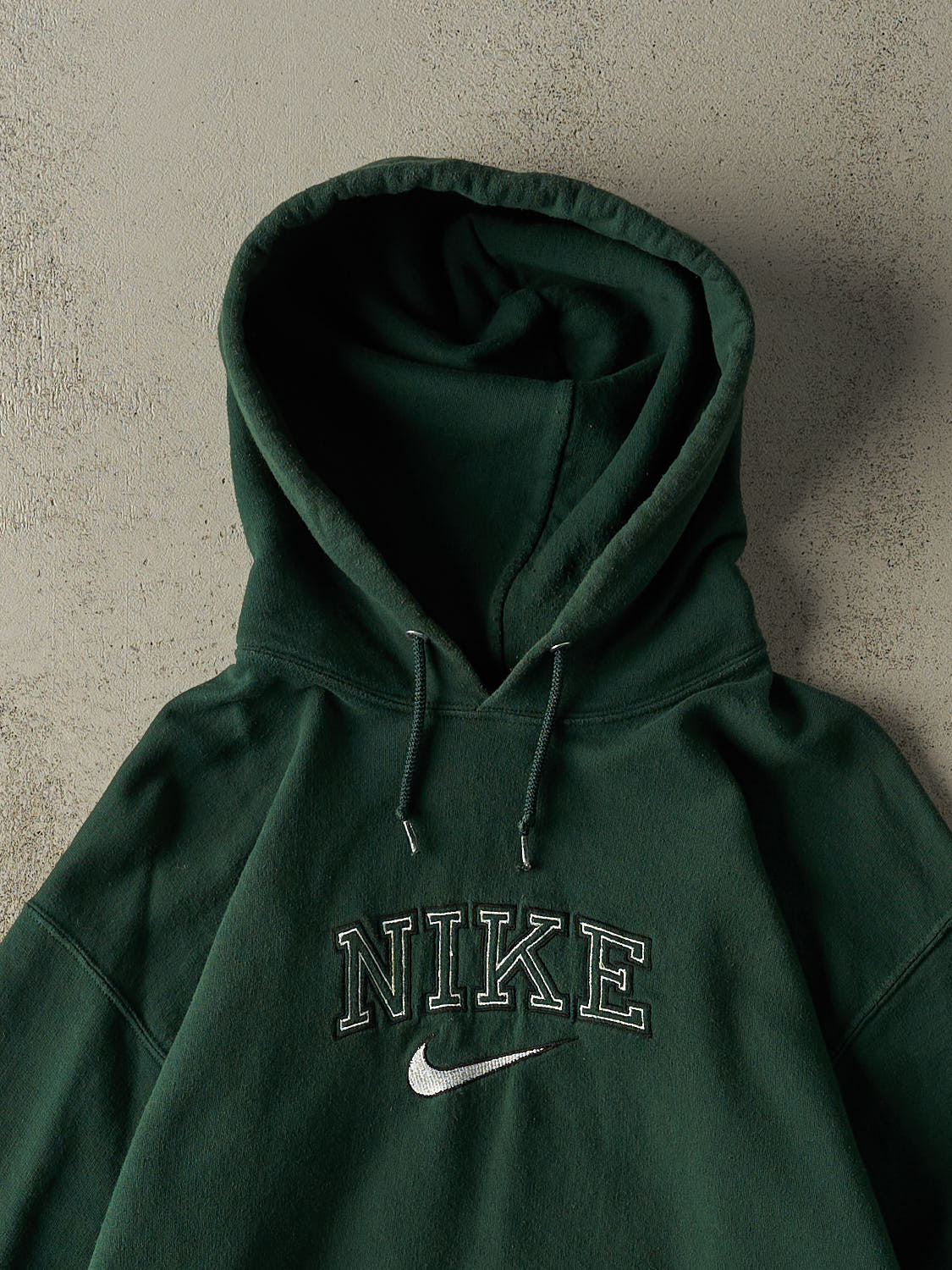 Vintage 90s Green Nike Bootleg Embroidered Hoodie (S/M)