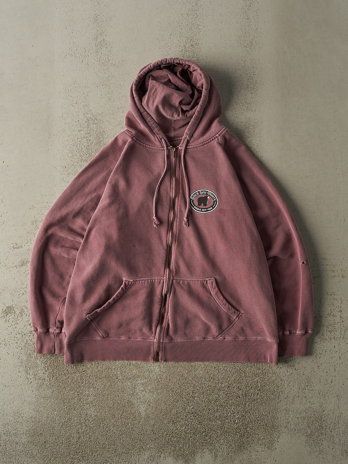 Vintage 90s Washed Burgundy Black Bear Winery Zip Up Hoodie (M/L)