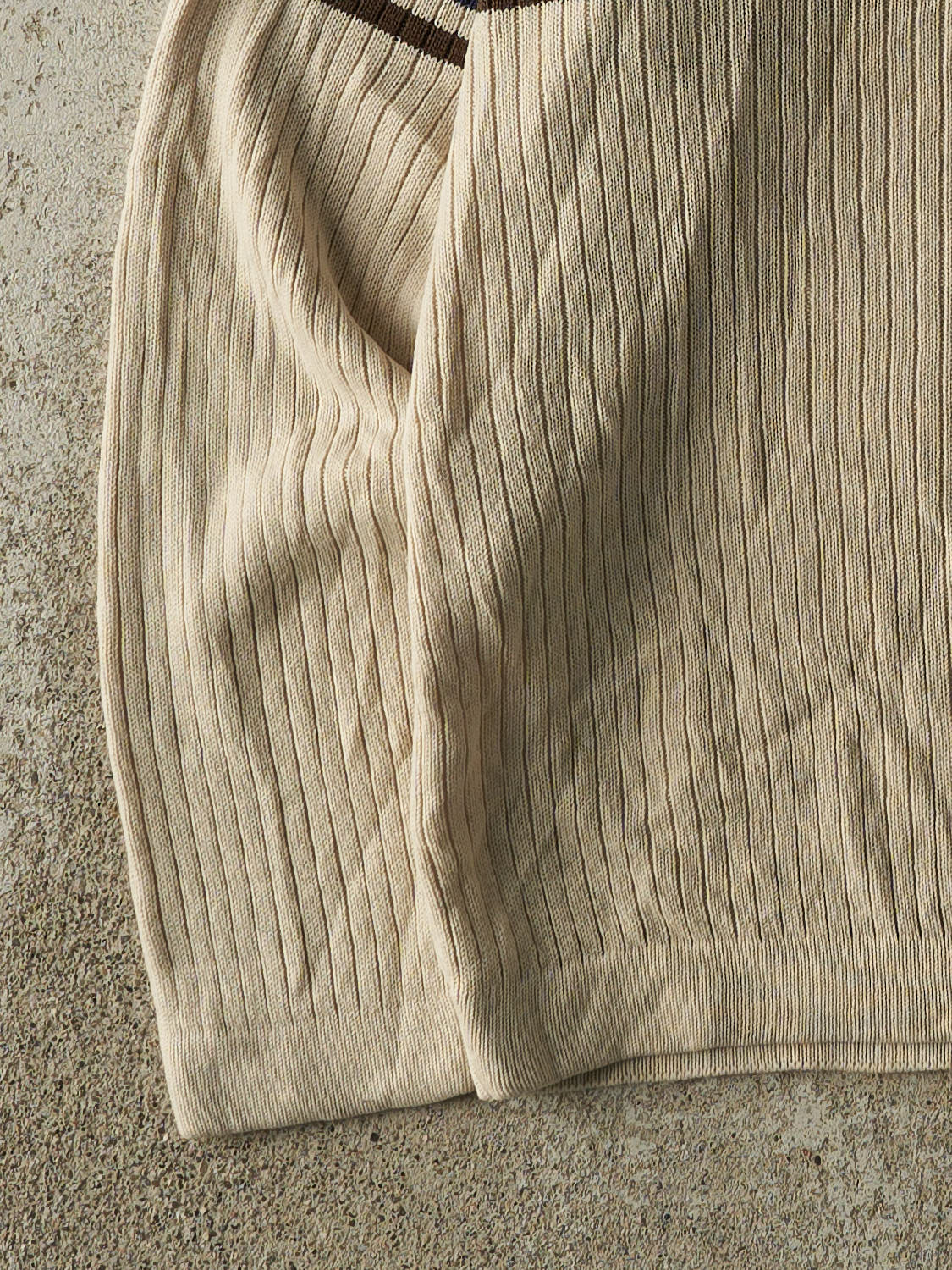 Vintage 90s Beige & Navy Striped Knit (M)