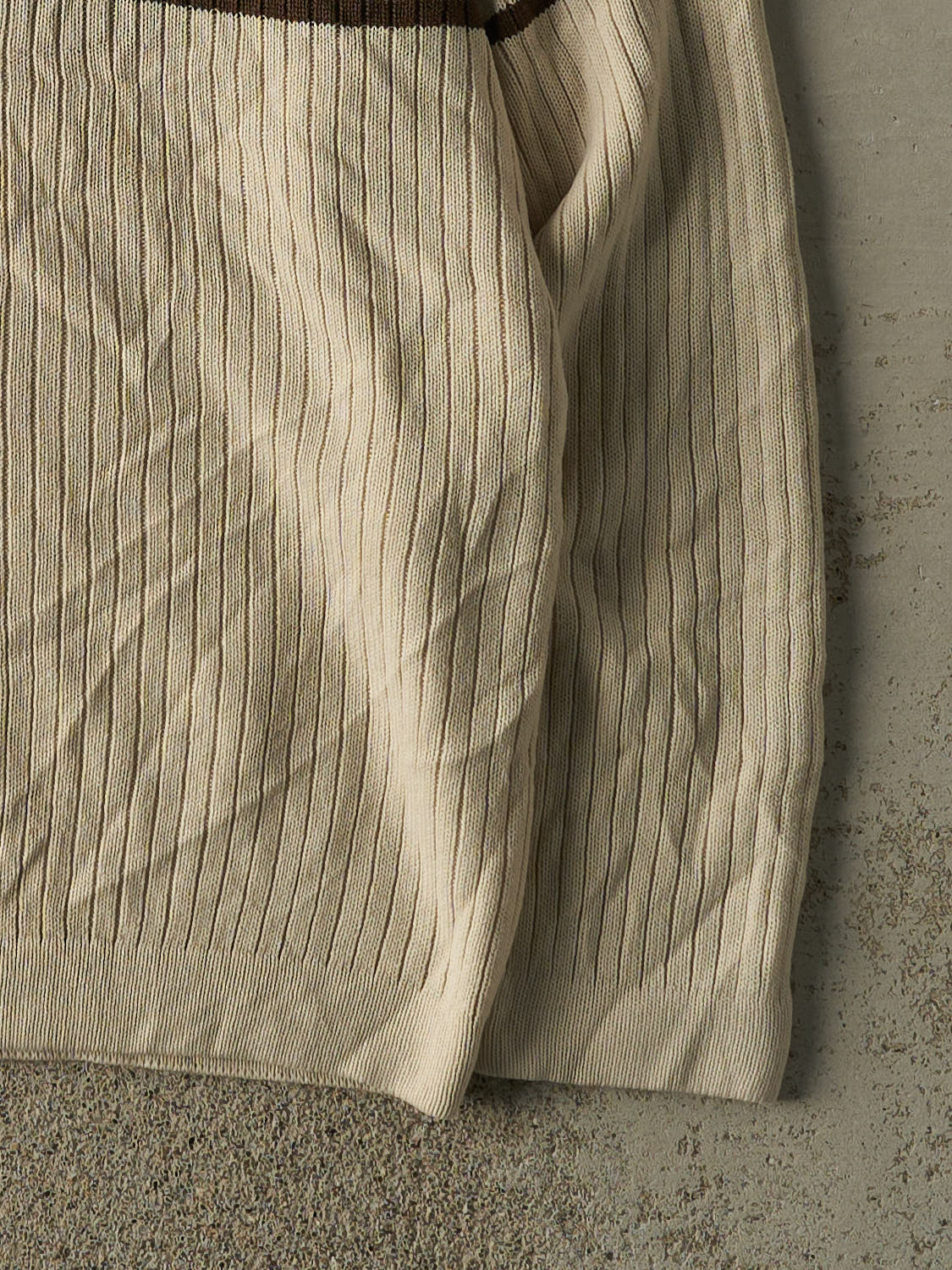 Vintage 90s Beige & Navy Striped Knit (M)