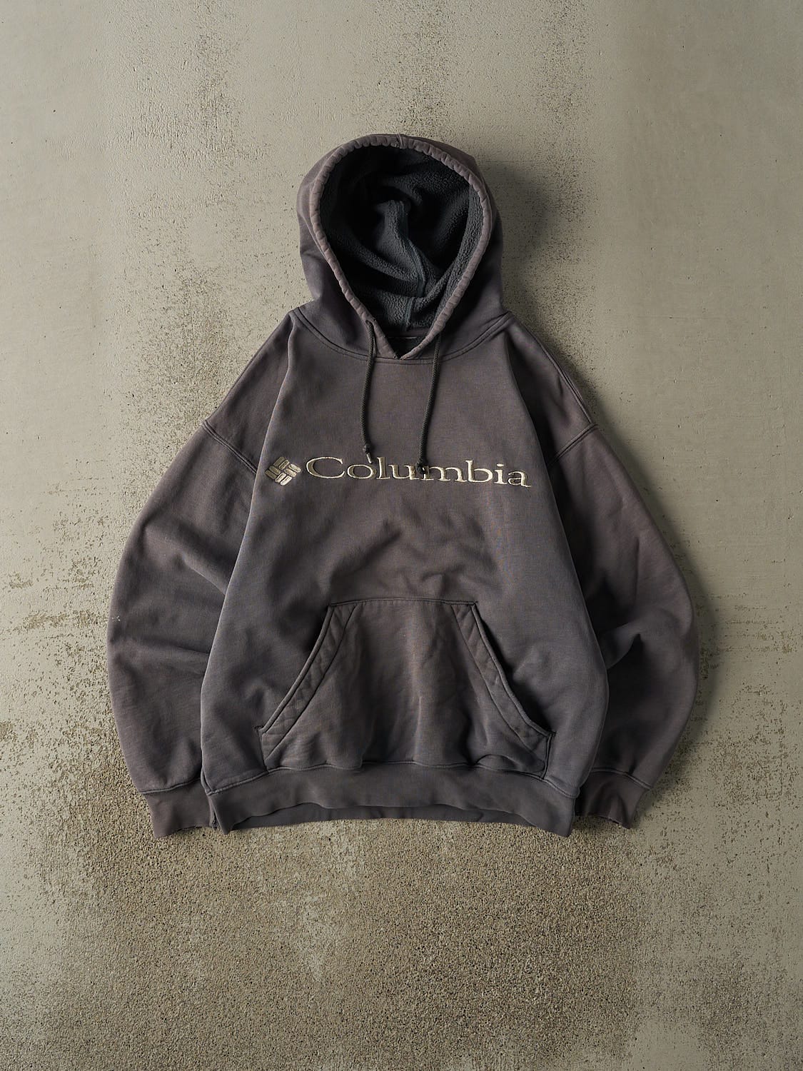 Vintage 90s Charcoal Grey Columbia Embroidered Hoodie (M)