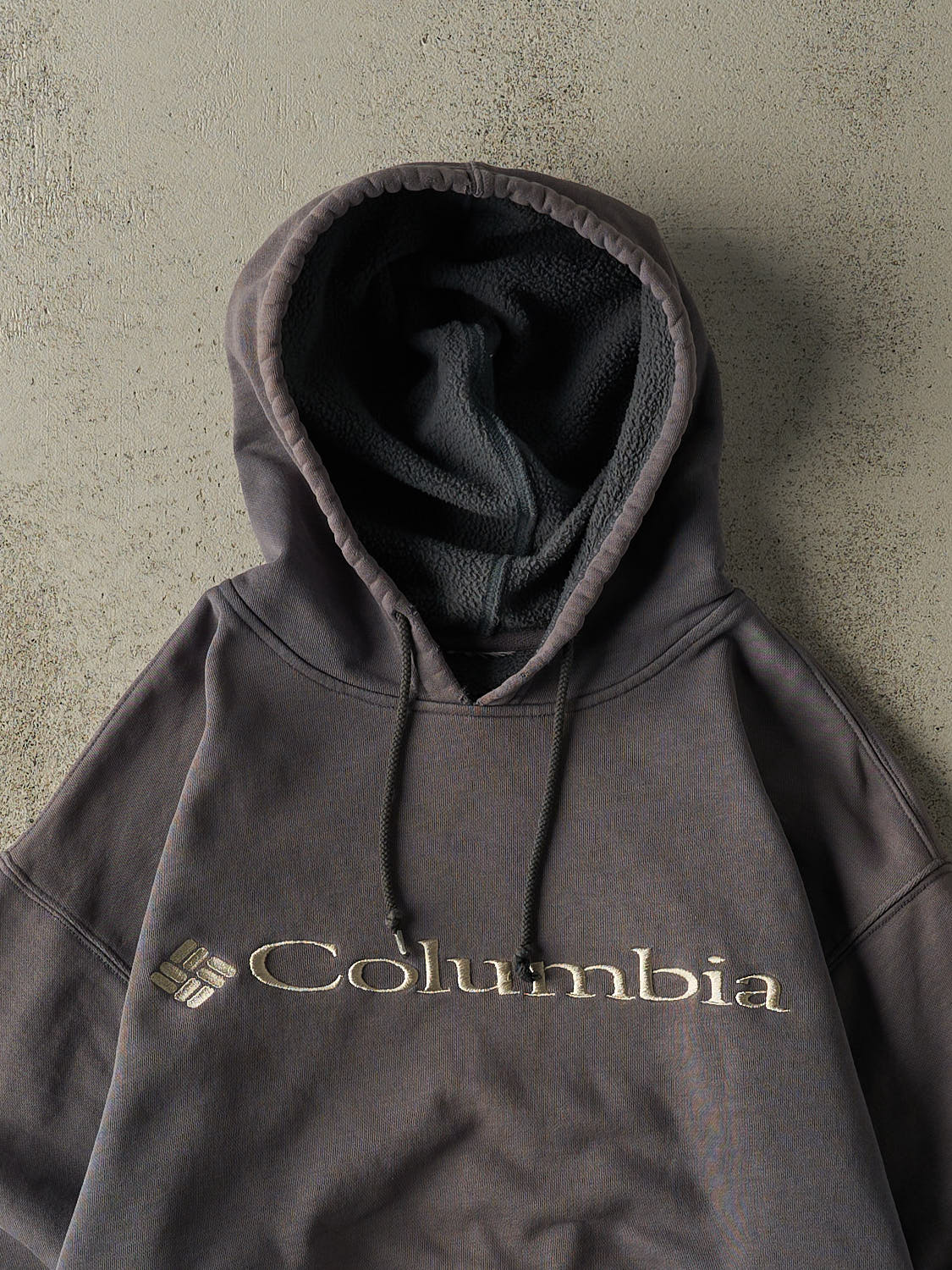 Vintage 90s Charcoal Grey Columbia Embroidered Hoodie (M)