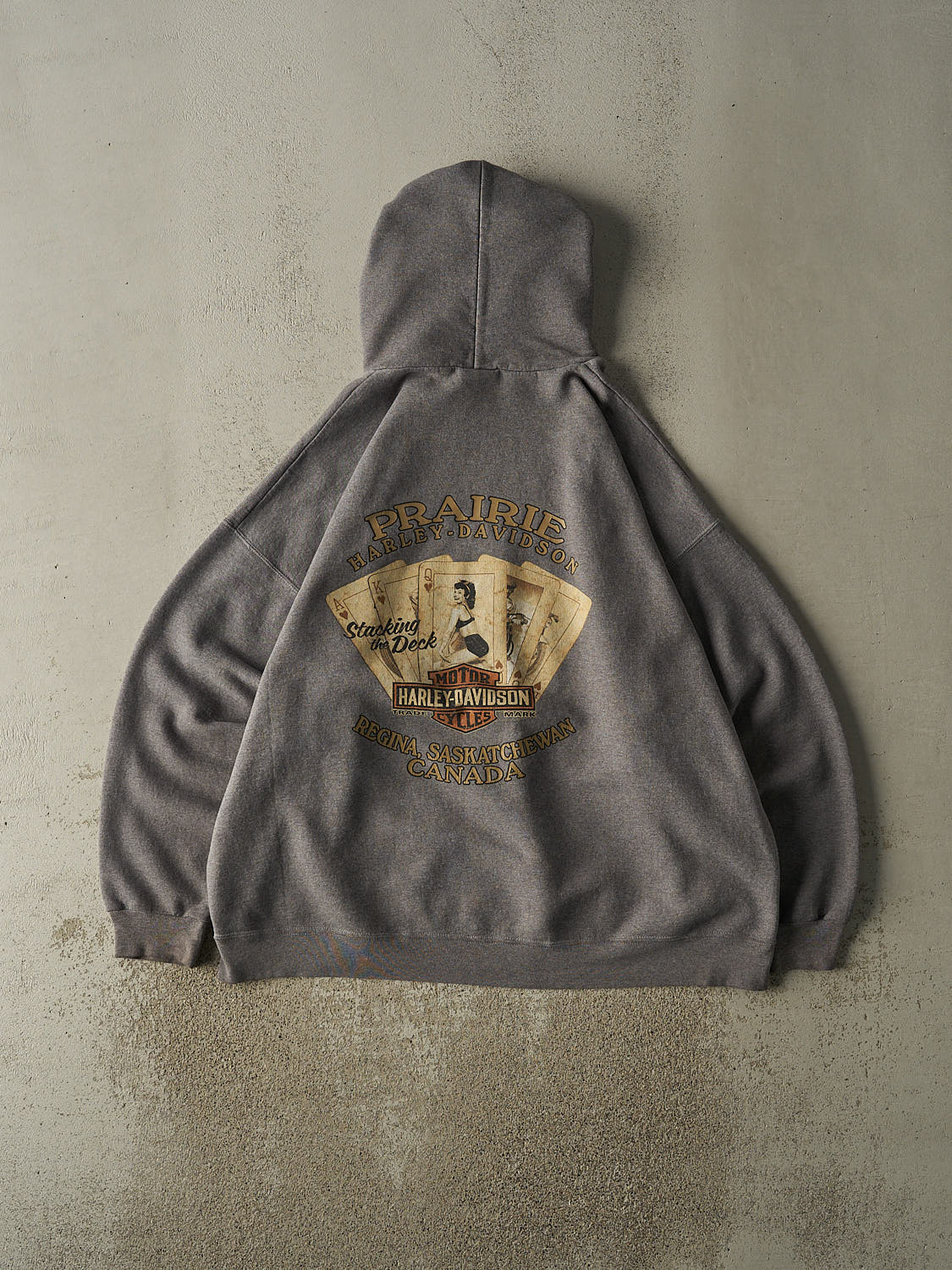 Vintage Y2K Grey Harley Davidson Regina Saskatchewan Hoodie (XXL)