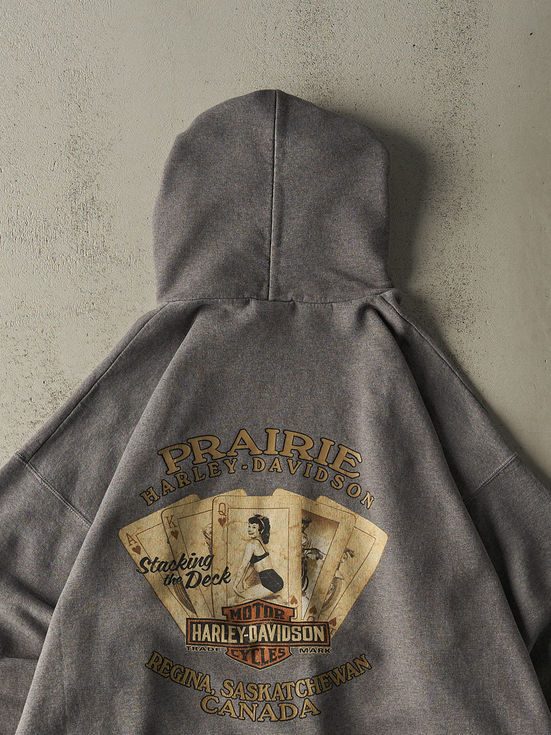 Vintage Y2K Grey Harley Davidson Regina Saskatchewan Hoodie (XXL)