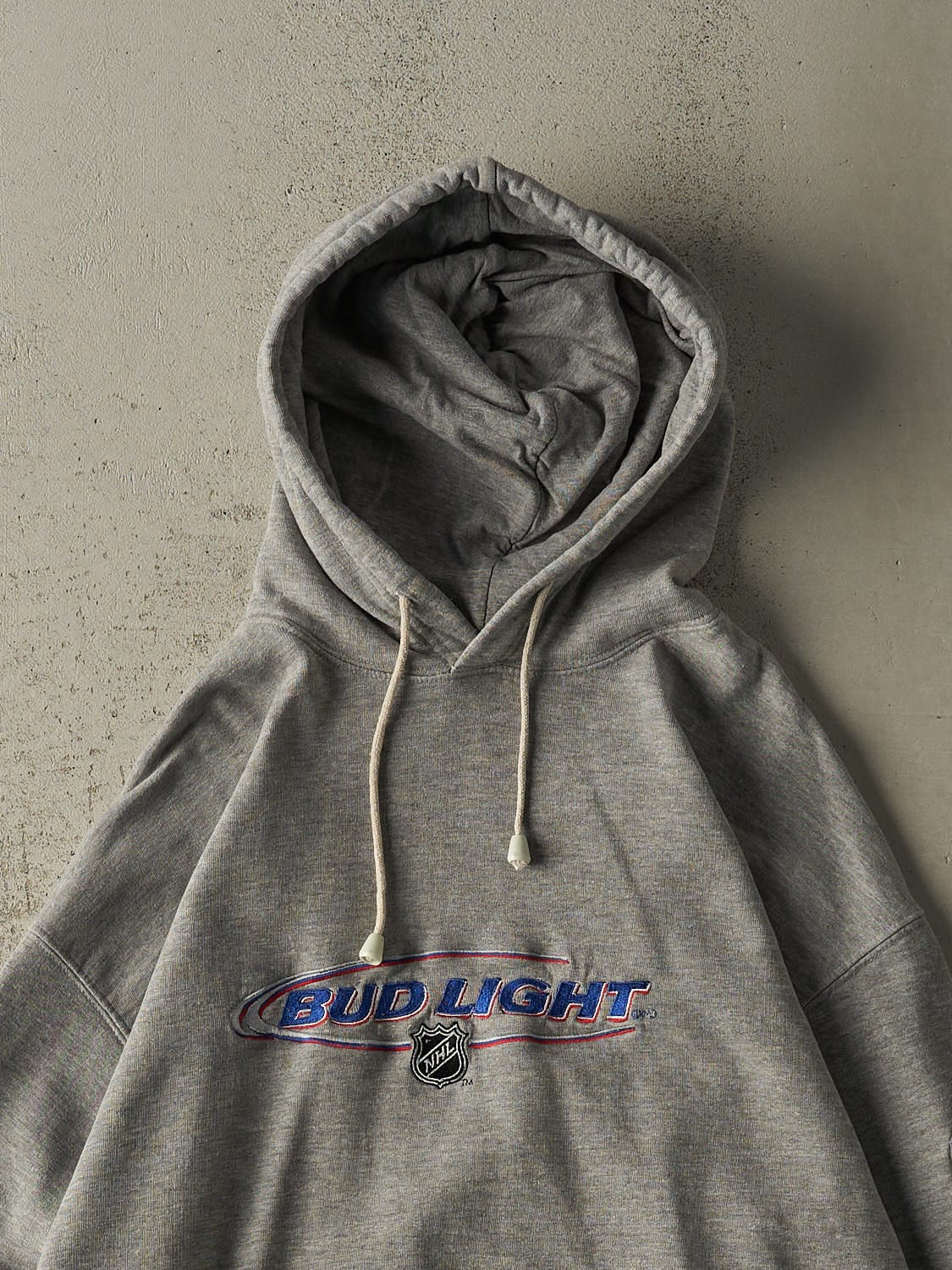 Vintage 90s Grey Bud Light NHL Embroidered Hoodie (L/XL)