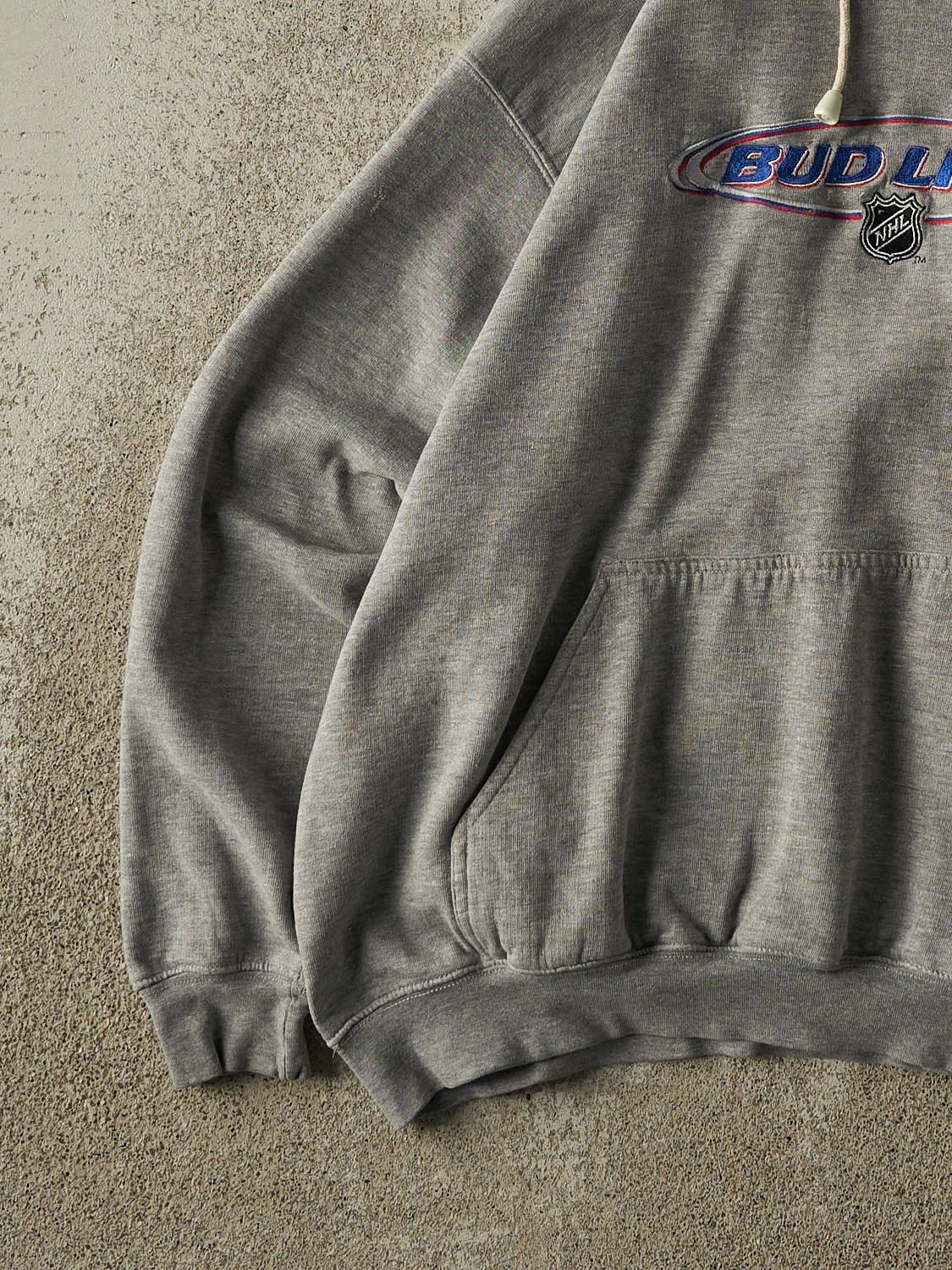 Vintage 90s Grey Bud Light NHL Embroidered Hoodie (L/XL)