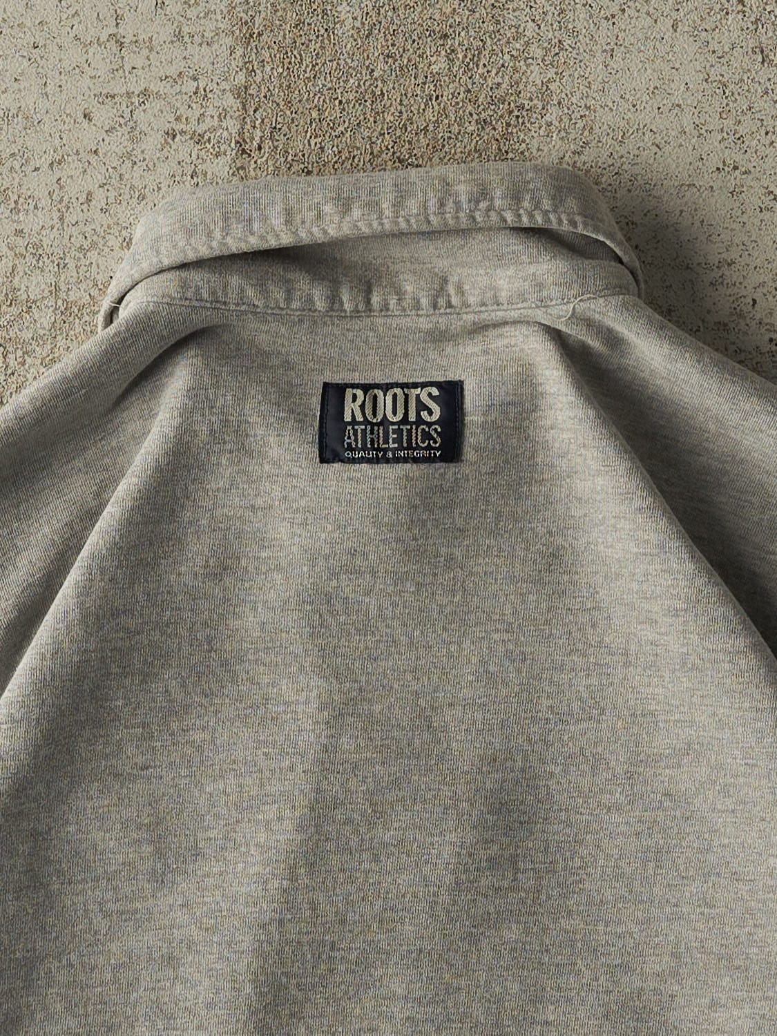 Vintage Y2K Grey Roots Athletics Embroidered Quarter Zip Sweater (S/M)
