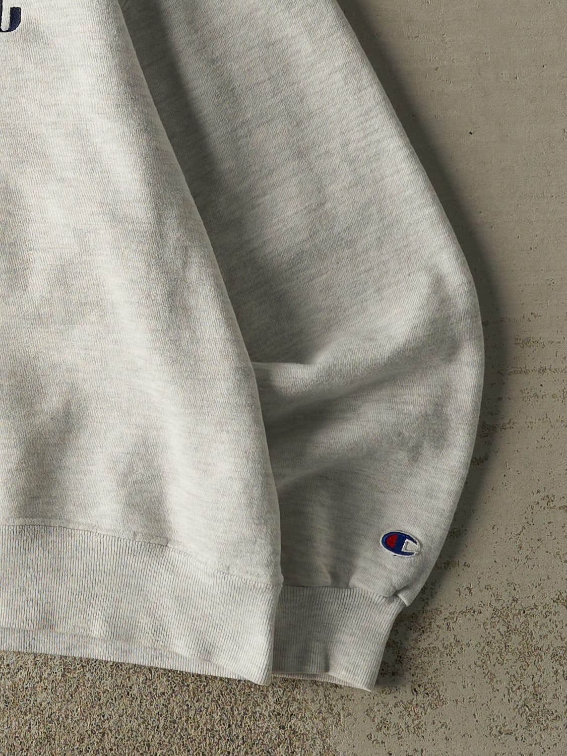 Vintage 90s Heather Grey Champion Embroidered Crewneck (S/M)