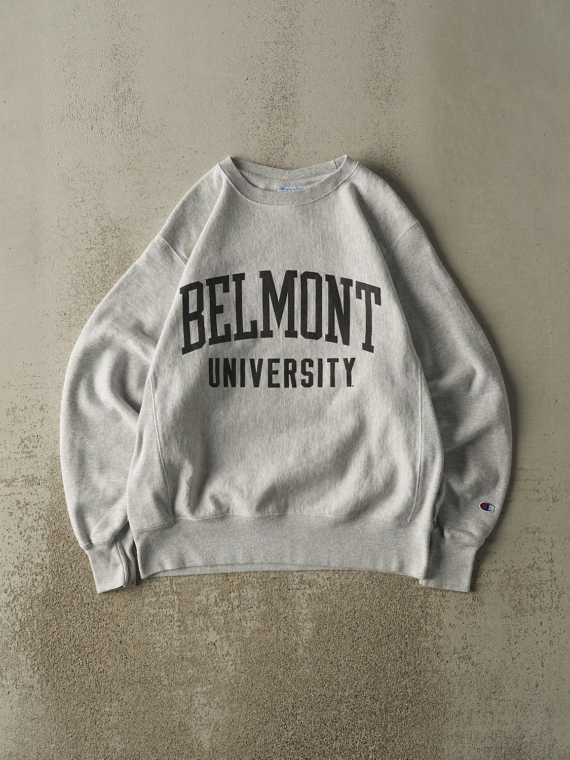Vintage Y2K Heather Grey Belmont University Champion Reverse Weave Crewneck (M)