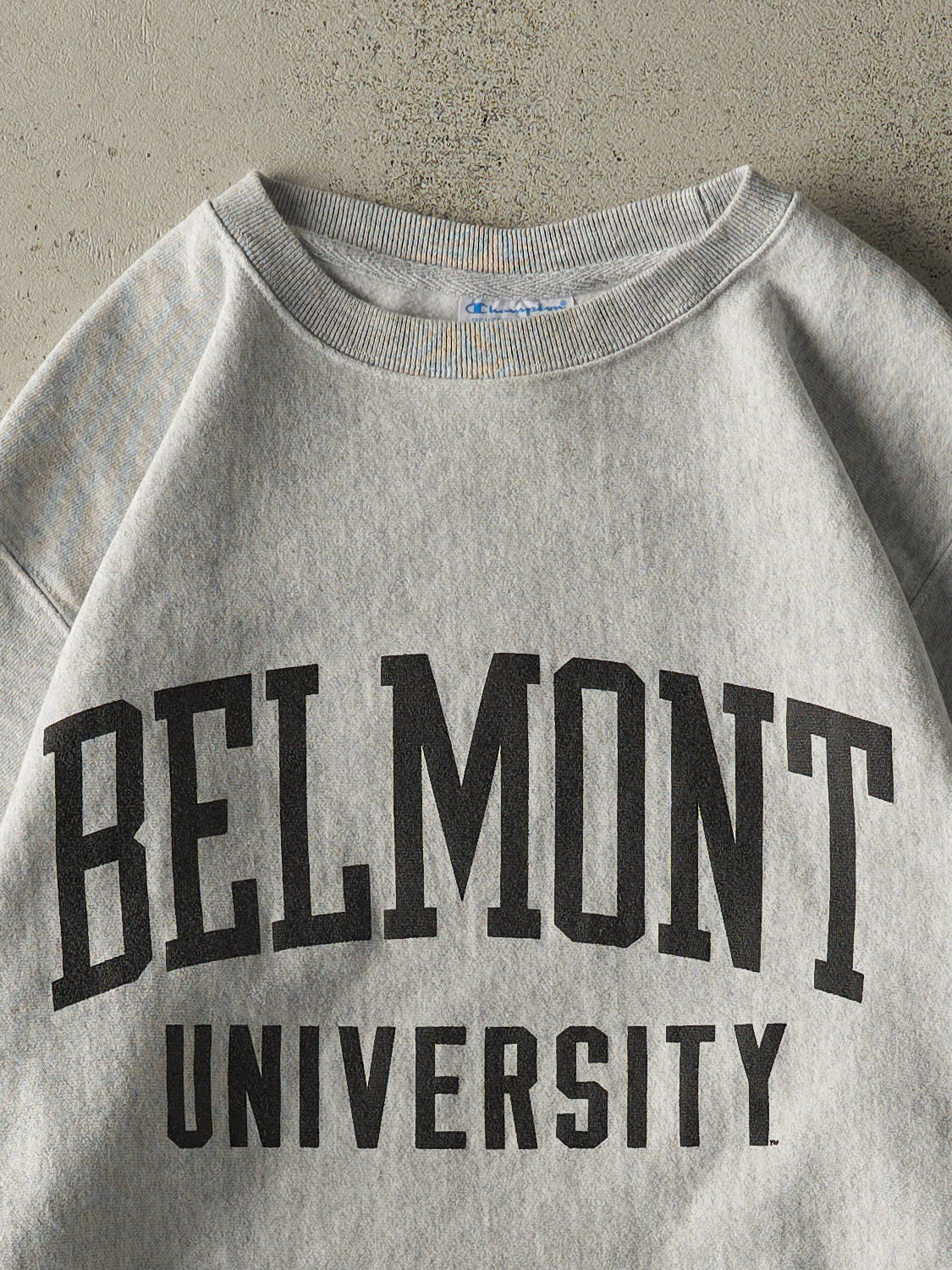 Vintage Y2K Heather Grey Belmont University Champion Reverse Weave Crewneck (M)