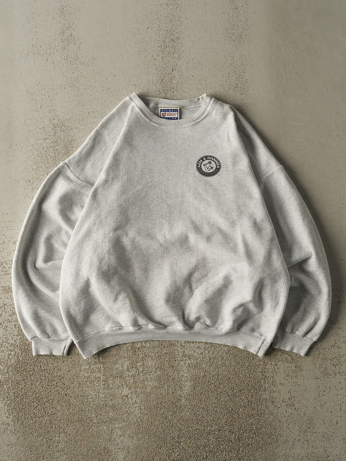 Vintage 90s Heather Grey Arm & Hammer Logo Crewneck (M)