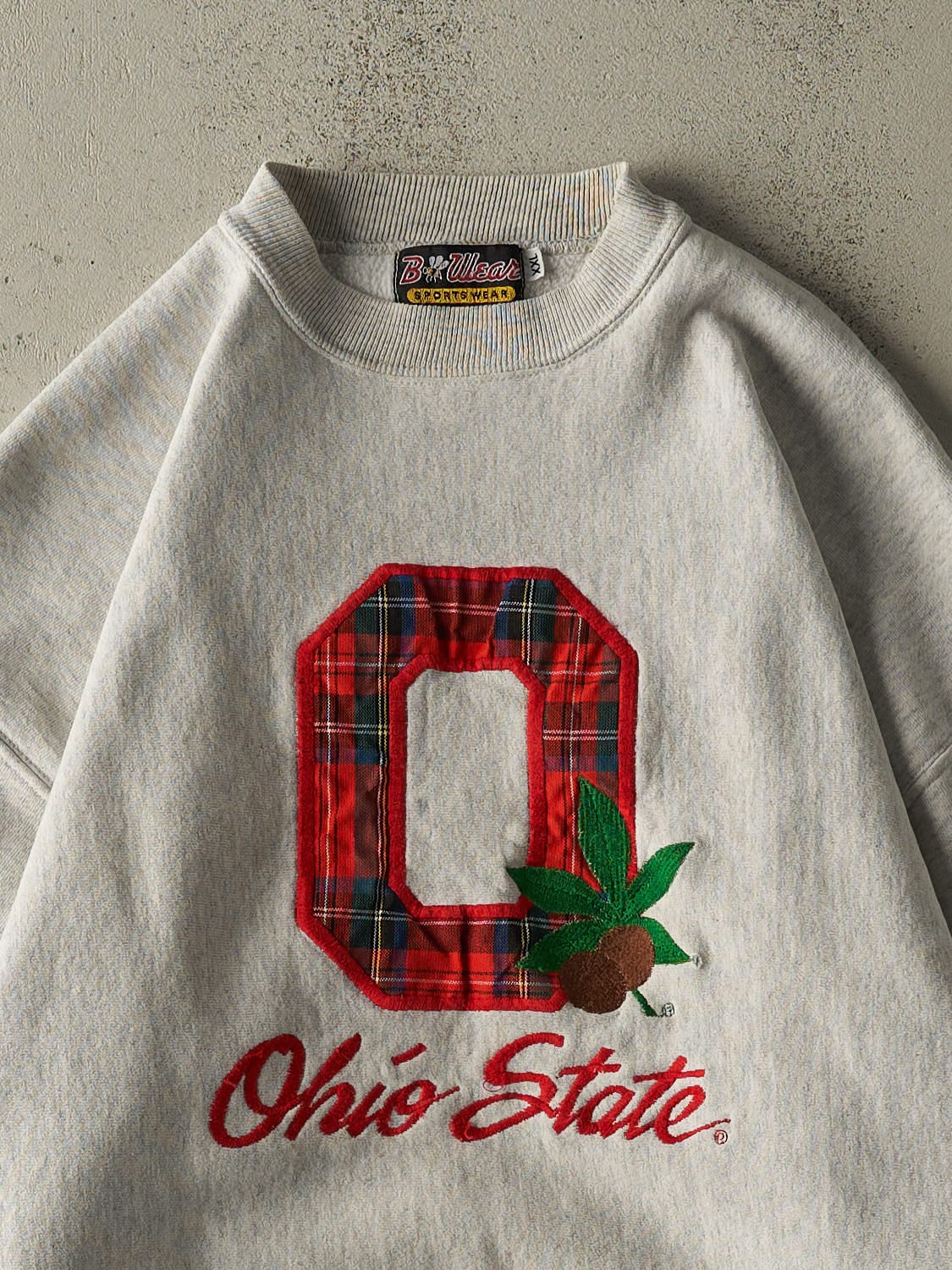 Vintage 90s Heather Grey Ohio State University Embroidered Crewneck (M)