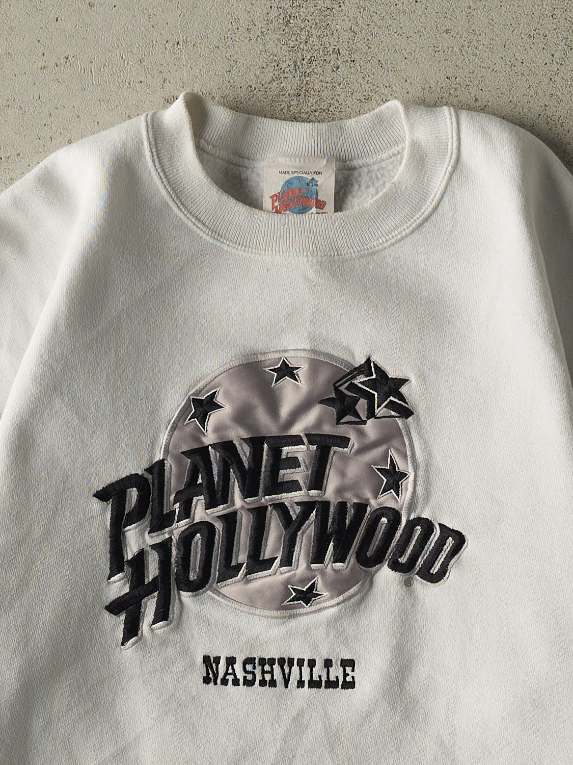 Vintage 90s White Planet Hollywood Nashville Cropped Crewneck (S/M)