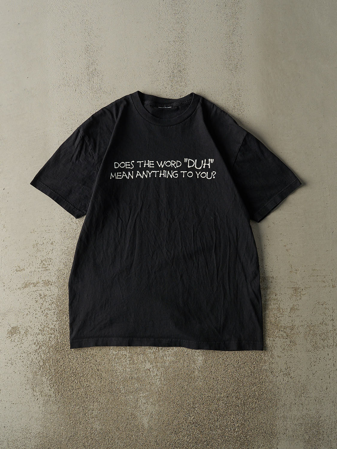 Vintage 90s Black "Duh" Slogan Tee (L/XL)