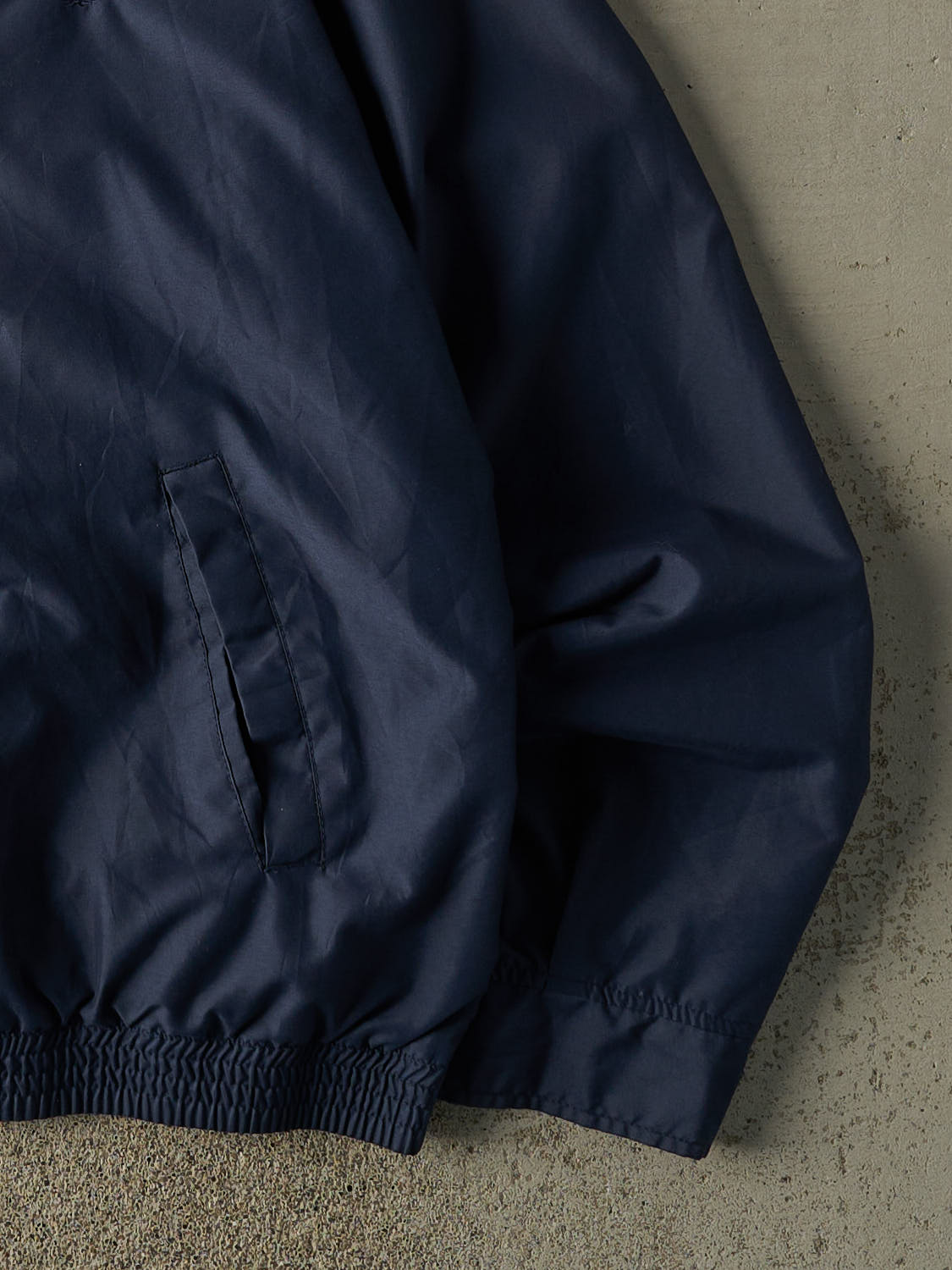 Vintage Y2K Navy Blue Chaps Embroidered Harrington Style Jacket (L/XL)