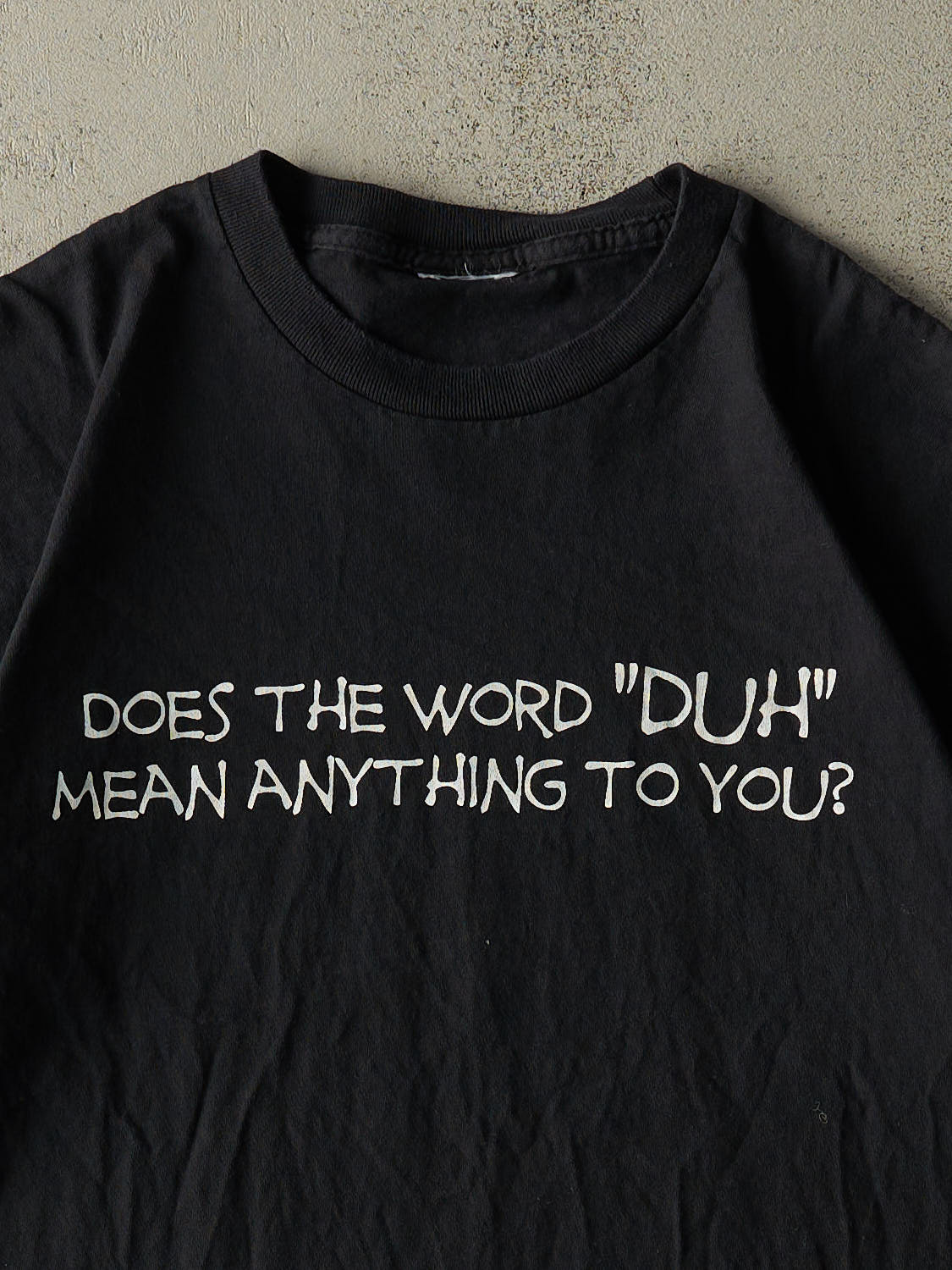 Vintage 90s Black "Duh" Slogan Tee (L/XL)