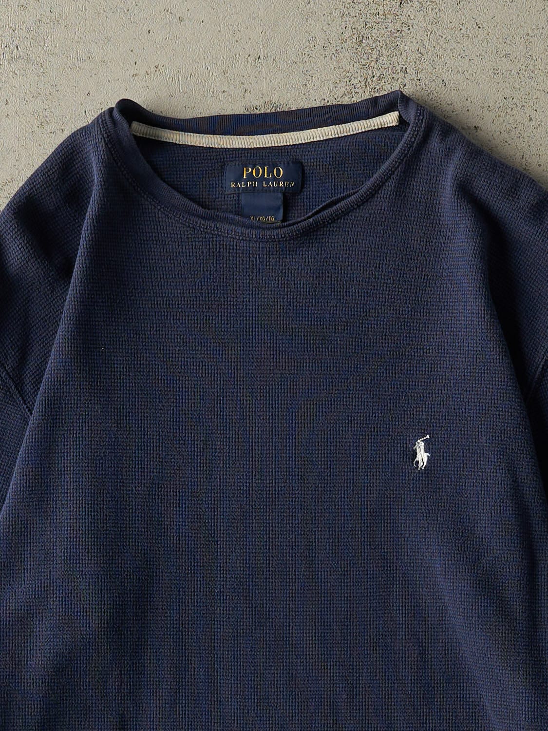 Vintage Y2K Navy Blue Polo Ralph Lauren Thermal Long Sleeve (M/L)