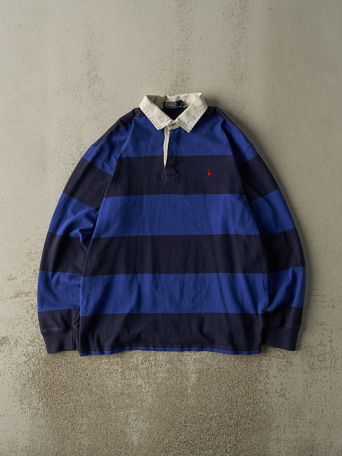 Vintage 90s Navy Blue Polo Ralph Lauren Rugby Long Sleeve (L/XL)