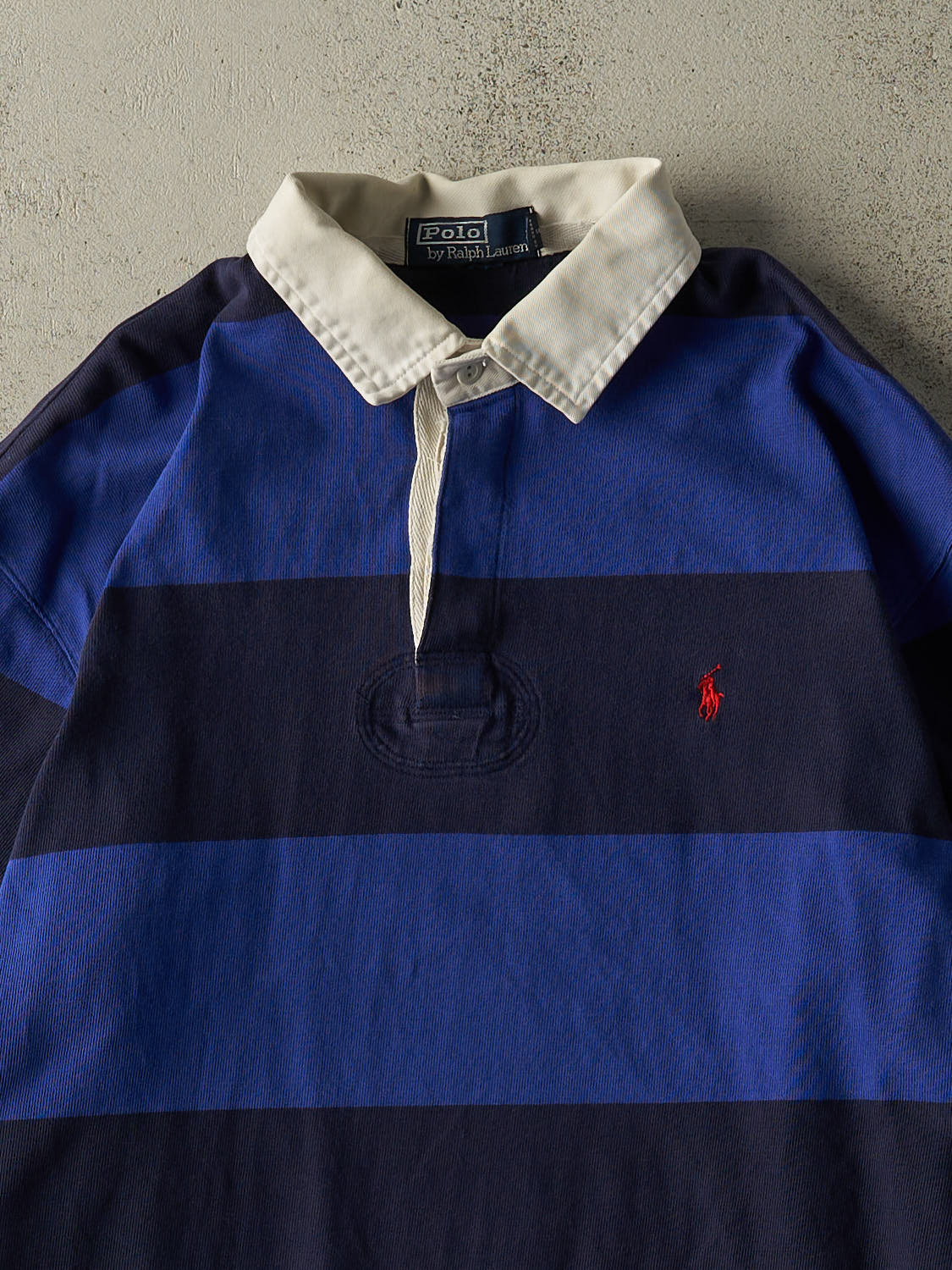 Vintage 90s Navy Blue Polo Ralph Lauren Rugby Long Sleeve (L/XL)